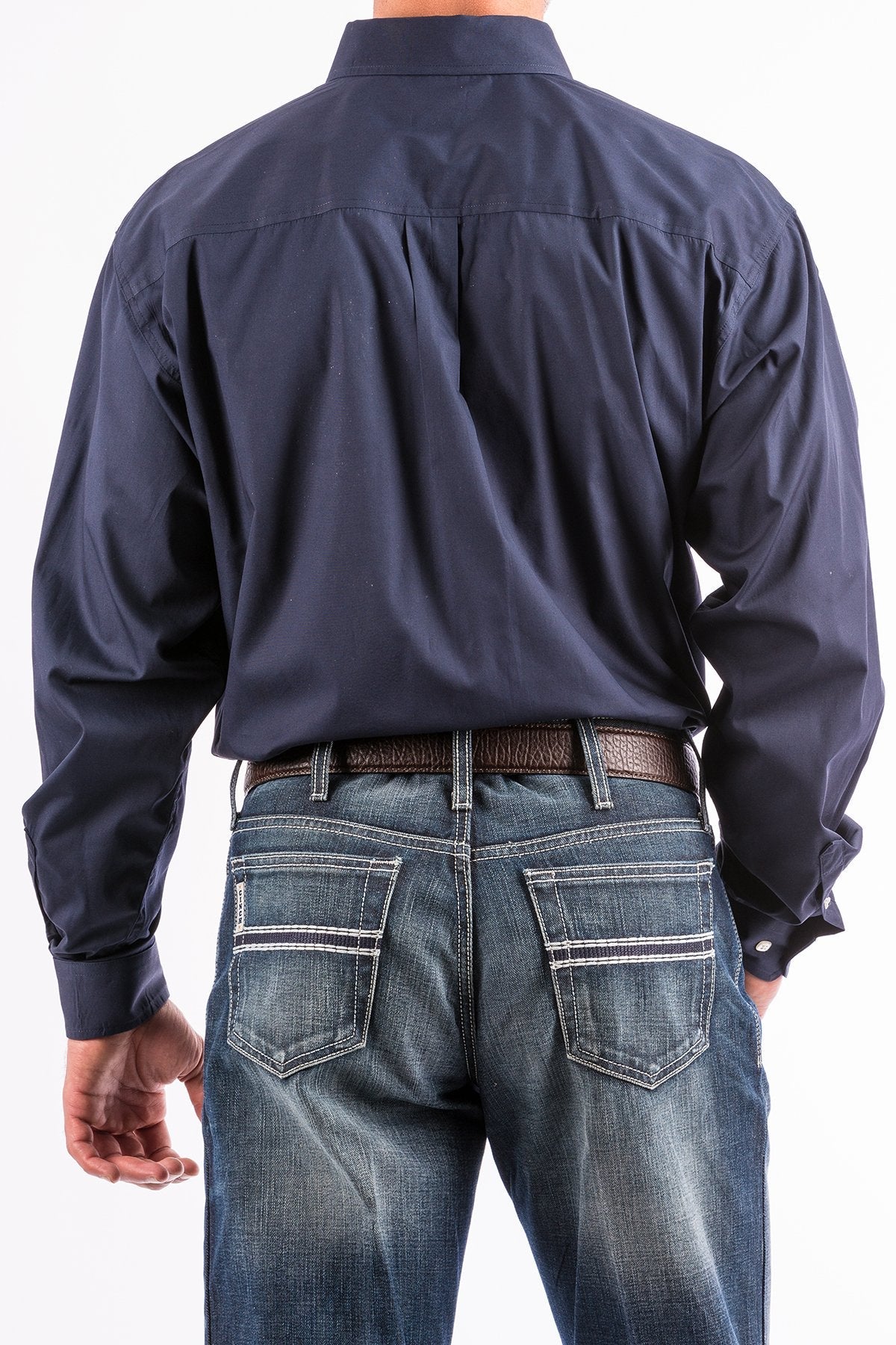 Cinch Men's Big & Tall Solid Navy Western Shirt