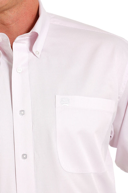 Cinch Men's Tencel White & Pink Pinstripe Western Shirt