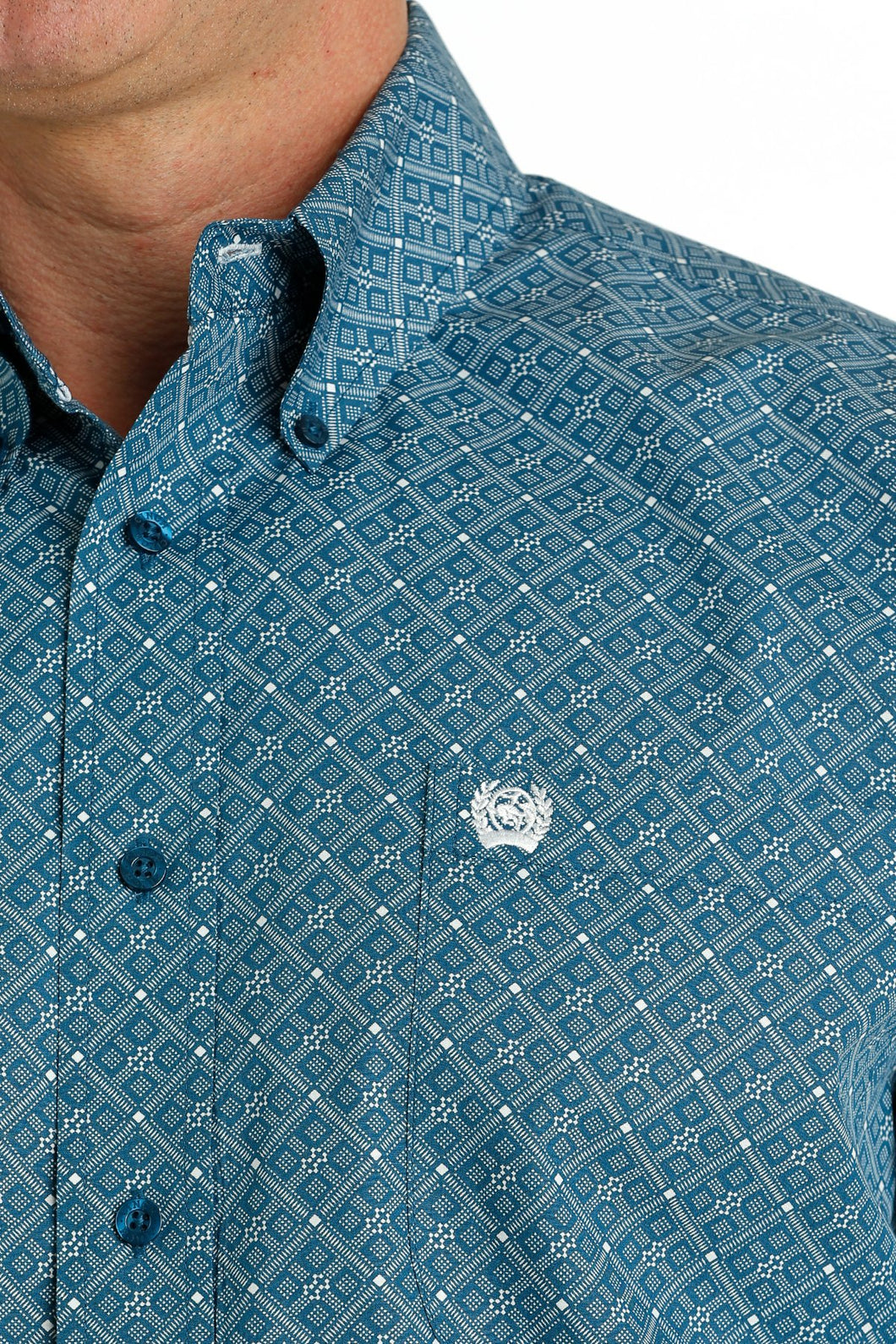 Cinch Men's Blue Geometric Print Western Shirt