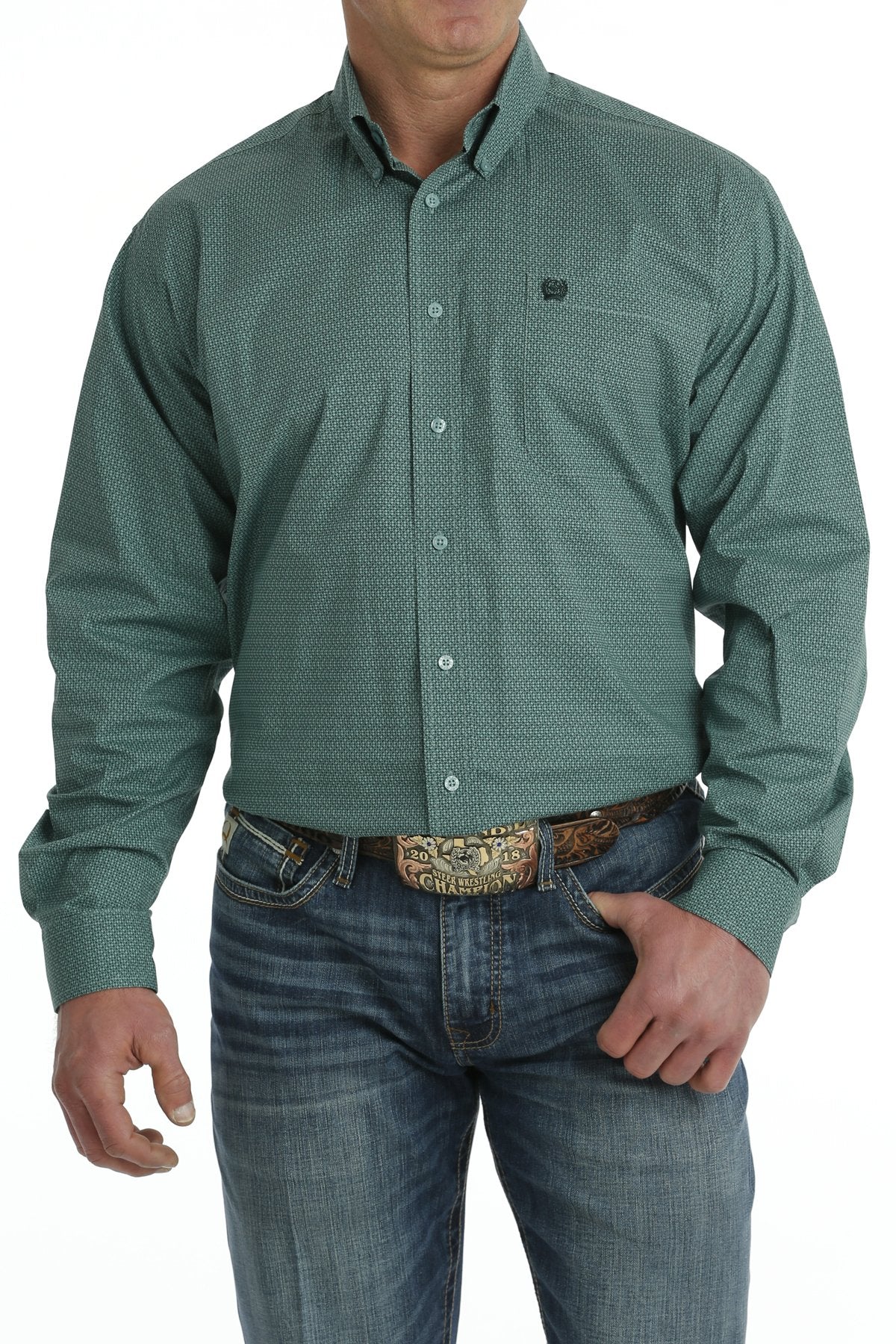 Cinch Men's Pine Green Tetrakis Geometric Western Shirt