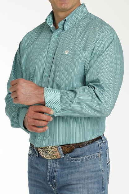 Cinch Men's Turquoise Dash Stripe Western Shirt