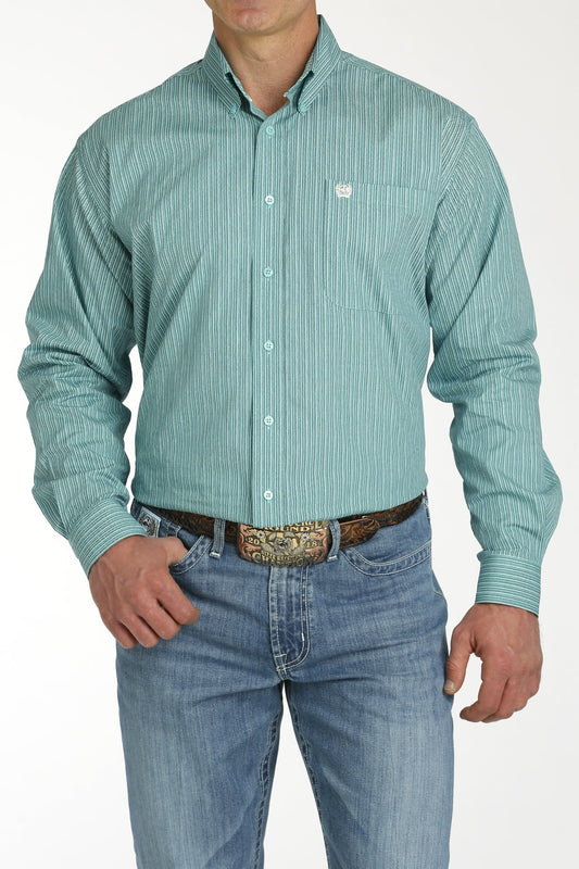 Cinch Men's Turquoise Dash Stripe Western Shirt