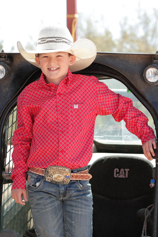 Cinch Boy's Red Octagram Western Shirt