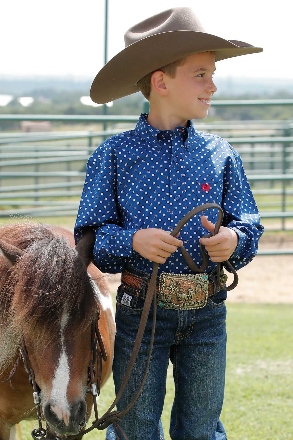 Cinch Boy's Royal Blue Bullseye Star Western Shirt