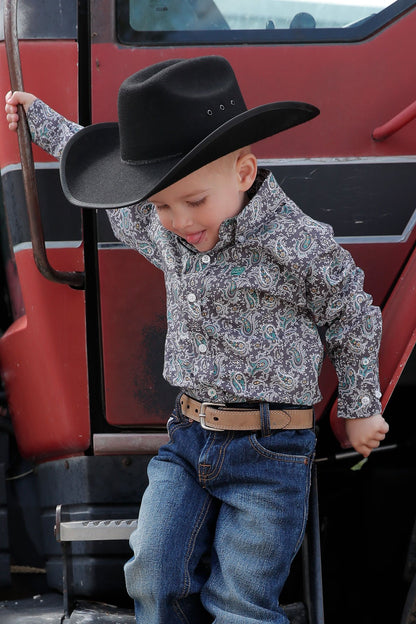 Cinch Boy's Infant Gray & Teal Paisley Western Shirt