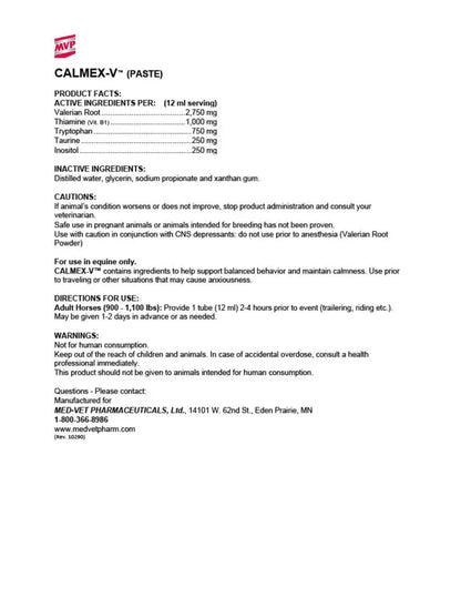 MVP Calmex V Paste Equine Supplement
