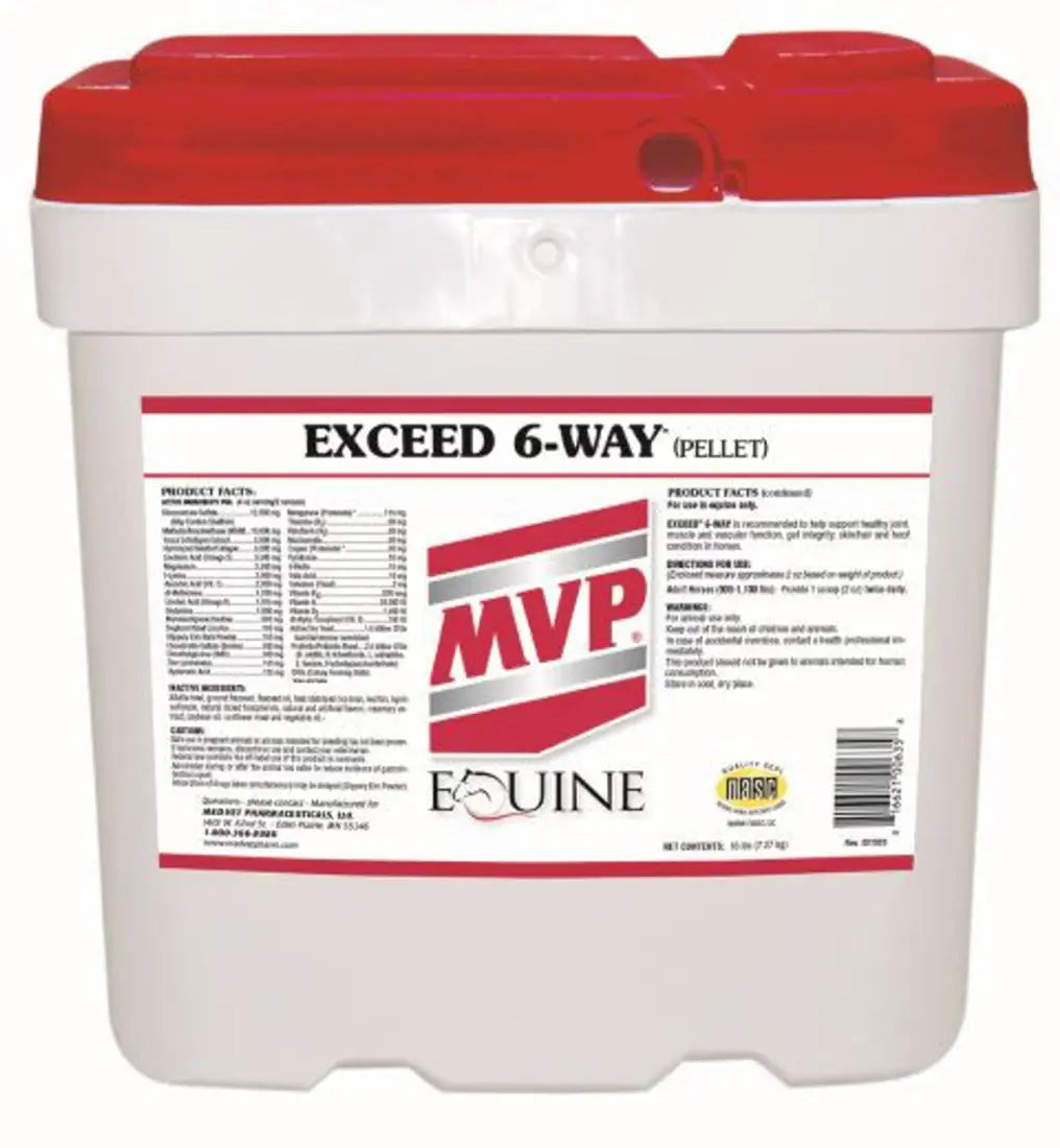 MVP Exceed 6-Way (Pellets) 32lb (Bucket) - [128 days] Equine Supplement