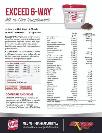 MVP Exceed 6-Way (Pellets) Equine Supplement