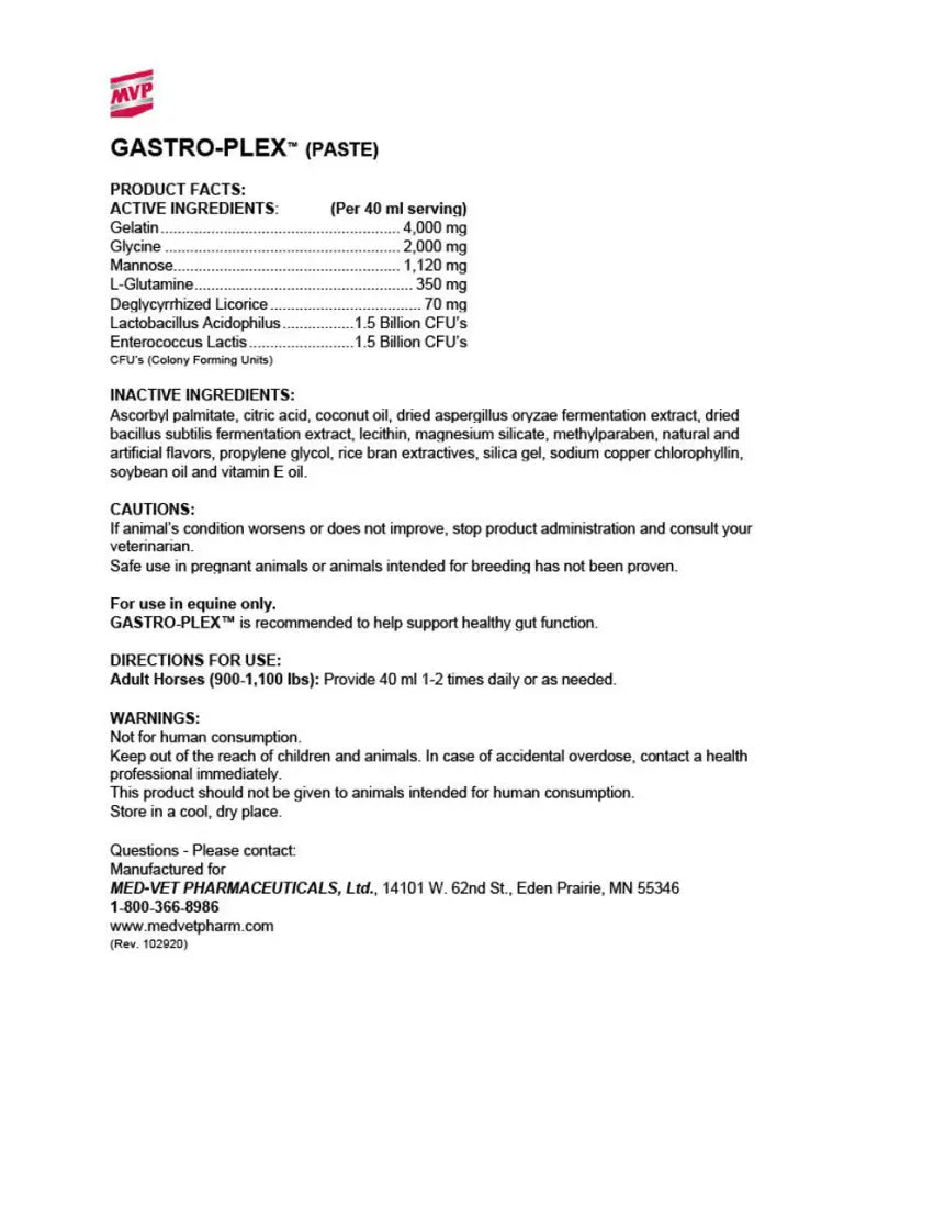 MVP Gastro-Plex Paste Equine Supplement