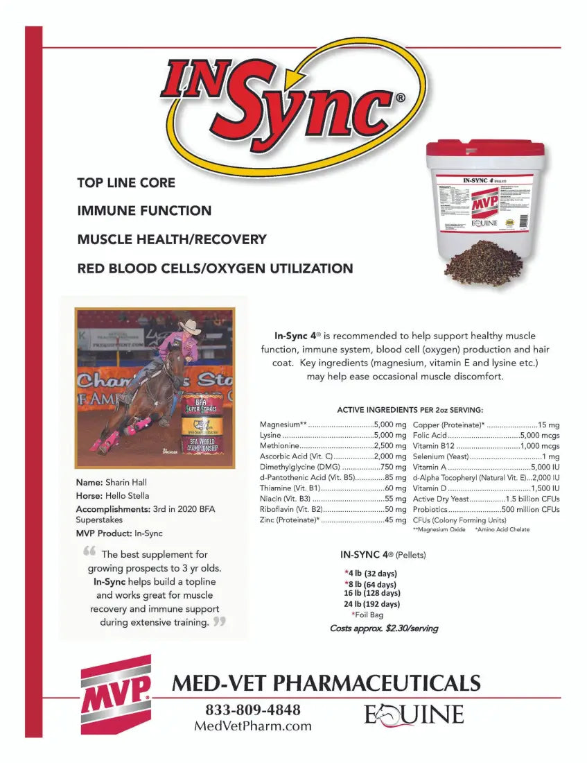 MVP In-Sync 4 (Pellets) 4Ib (foil bag) - [32 days] Equine Supplement