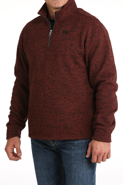 Cinch Men's Black-Heather Burgundy ¼ Zip Pullover Sweater