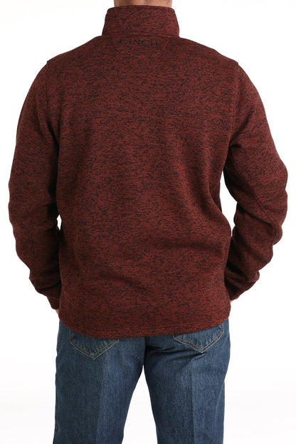 Cinch Men's Black-Heather Burgundy ¼ Zip Pullover Sweater