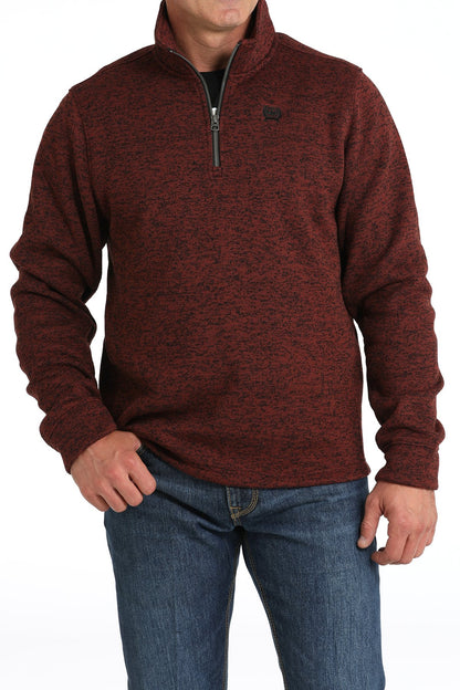 Cinch Men's Black-Heather Burgundy ¼ Zip Pullover Sweater