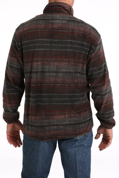 Cinch Men's Brown & Red Fleece ¼ Button Pullover