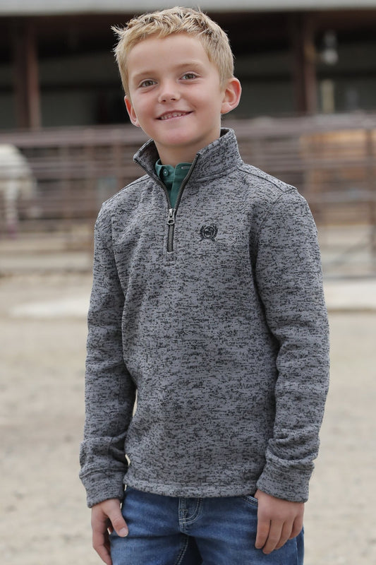 Cinch Boy's Black-Heather Charcoal ¼ Zip Pullover