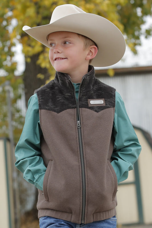 Cinch Boy's Brown Aztec Wooly Vest