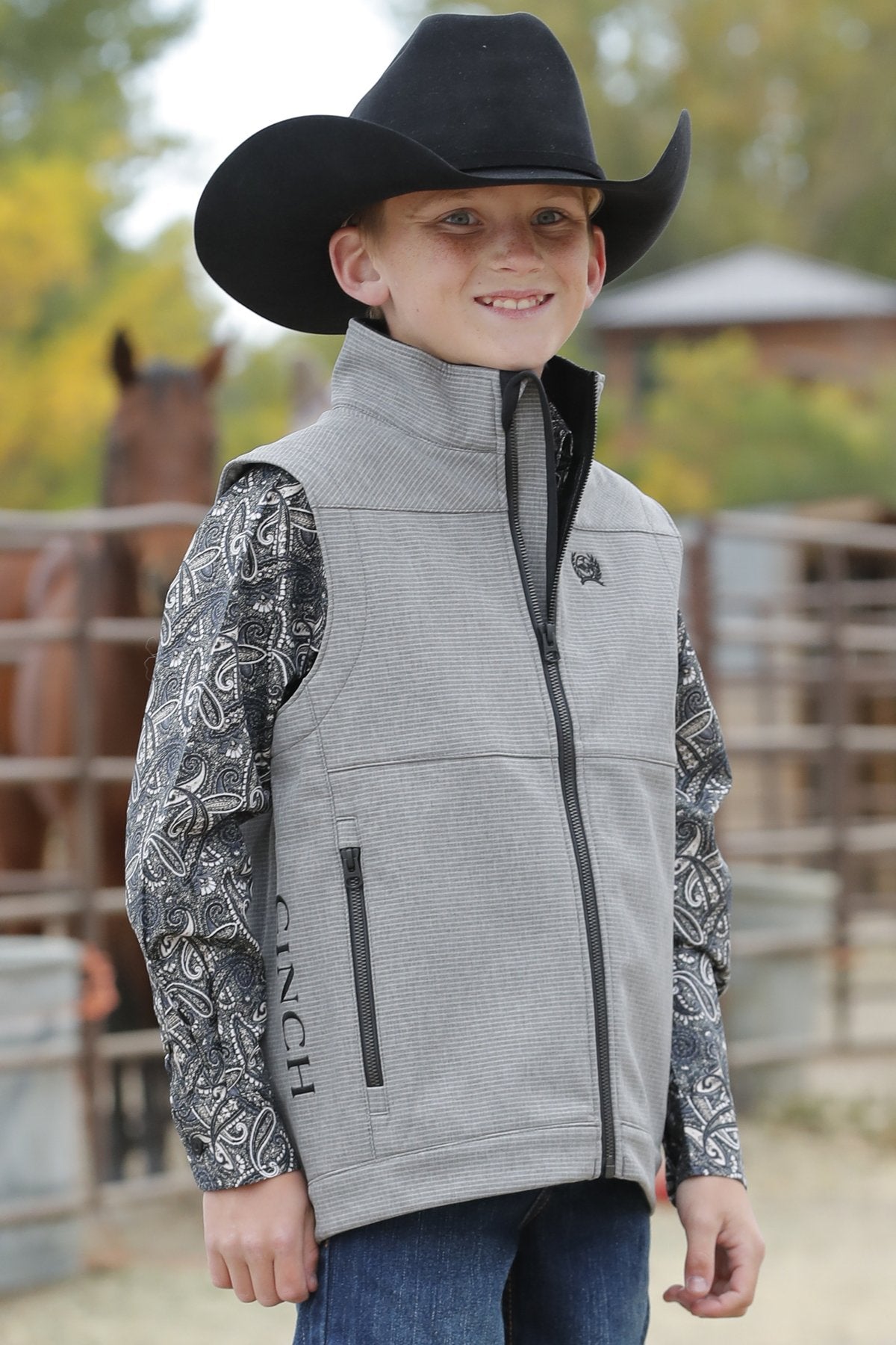 Cinch Boy's Gray Bonded Vest