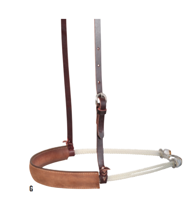 Natural Roughout Martin Double Rope Noseband with Leather Cover