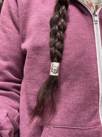 Navajo SS Kingman Turquoise Hair Pin Desert Jewelry