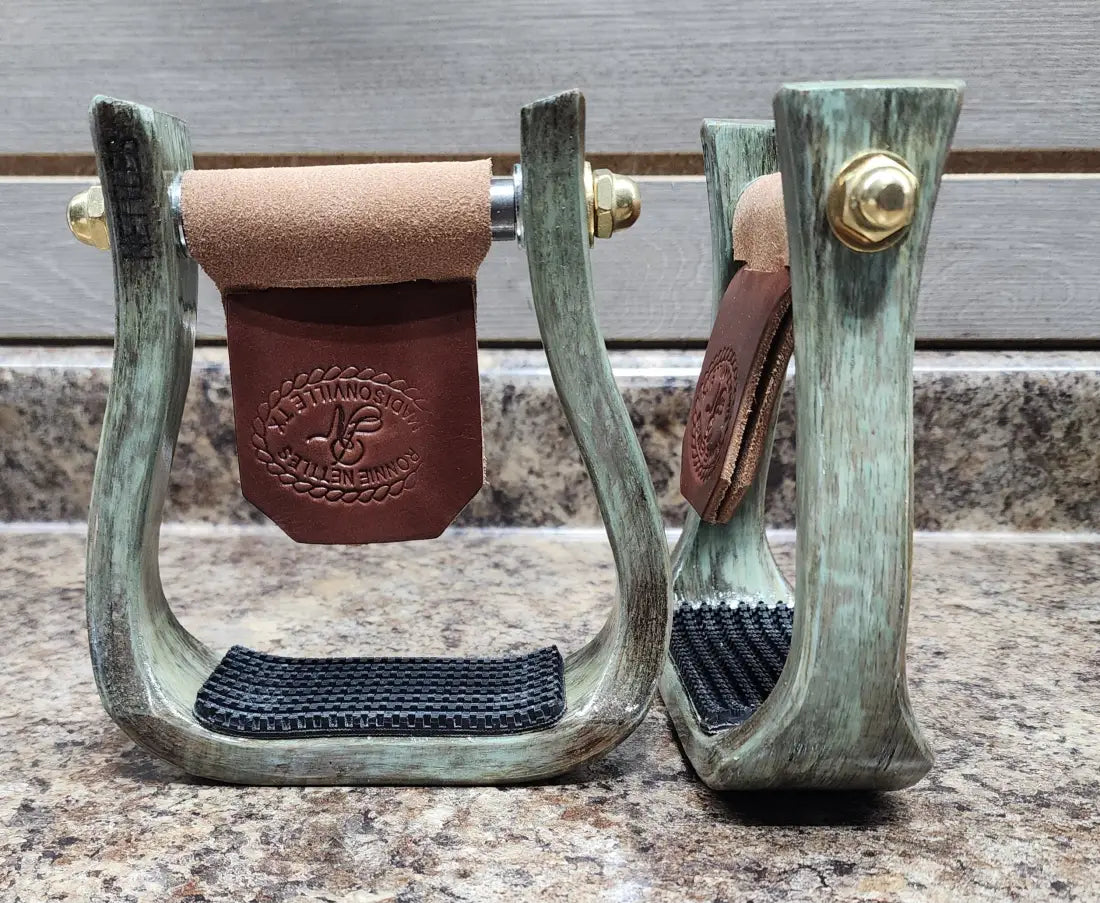 Nettles Stirrups ’The Barrel Racer’ - Petite 2’’ 2’’ / Distressed Seafoam / None Stirrups