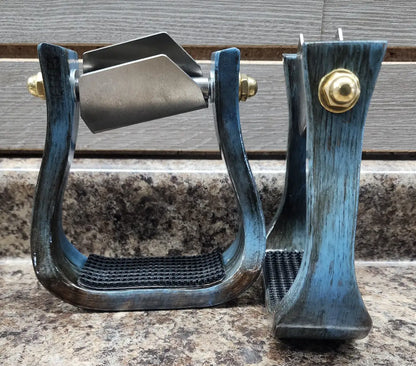 Nettles Stirrups ’The Barrel Racer’ - Petite 2’’ 2’’ / Distressed Spa Blue / Leveler Stirrups