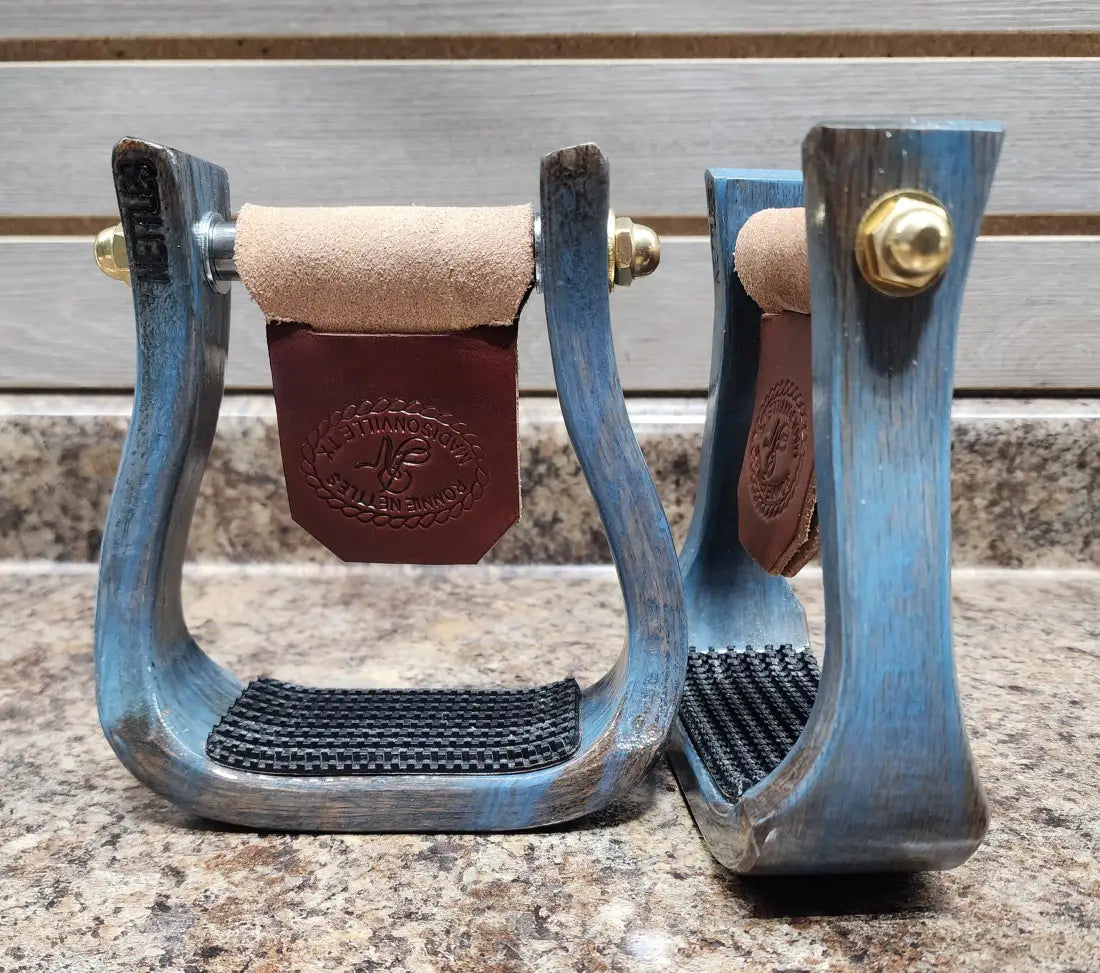 Nettles Stirrups ’The Barrel Racer’ - Petite 2’’ 2’’ / Distressed Spa Blue / None Stirrups
