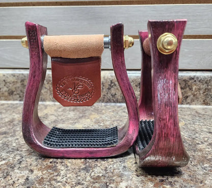Nettles Stirrups ’The Barrel Racer’ - Petite 2’’ 2’’ / Glitter Blackened & Painted Pink / None Stirrups