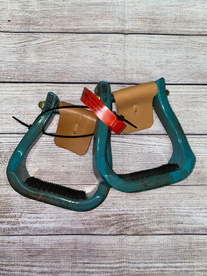 Nettles Stirrups ’The Barrel Racer’ - Regular 2’’ 2’’ / Distressed Turquoise / None Stirrups