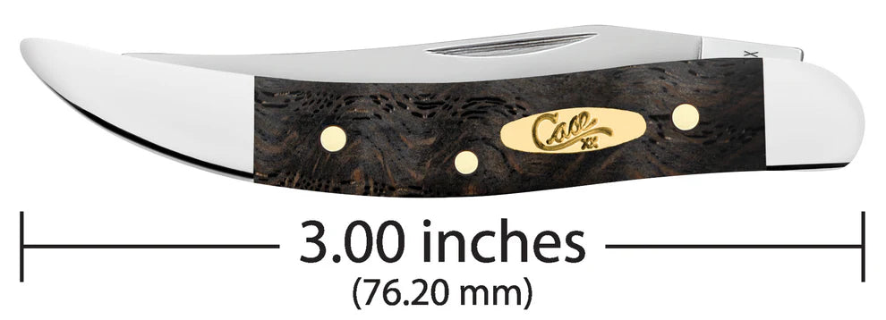 Case Smooth Black Curly Oak Wood Small Texas Toothpick Knife