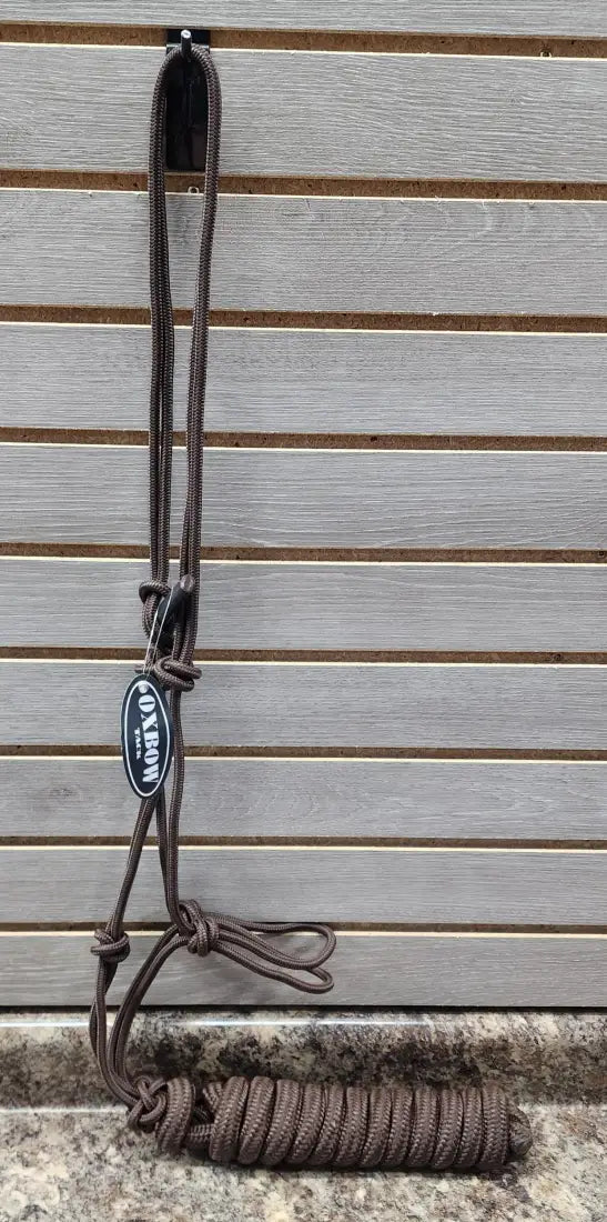 Oxbow Nylon Rope Halter with Lead Brown Halter