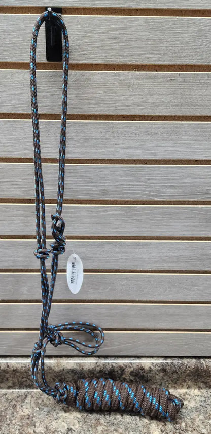 Oxbow Nylon Rope Halter with Lead Brown/Turquoise Halter