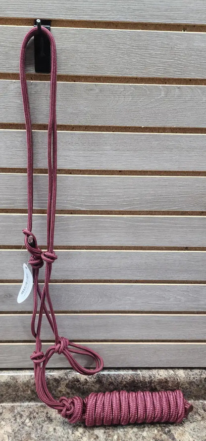 Oxbow Nylon Rope Halter with Lead Burgundy Halter