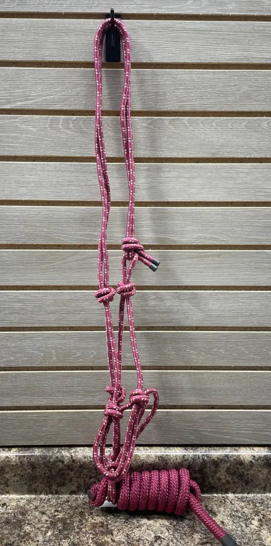 Oxbow Nylon Rope Halter with Lead Burgundy/White Halter