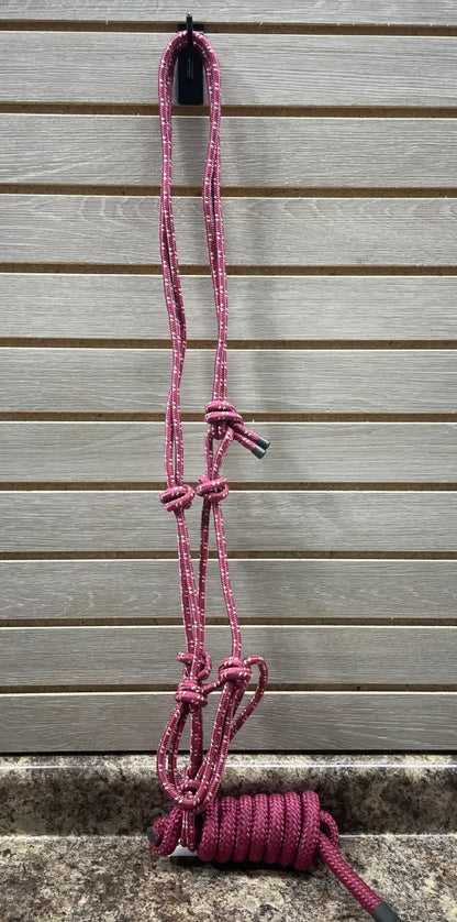 Oxbow Nylon Rope Halter with Lead Burgundy/White Halter