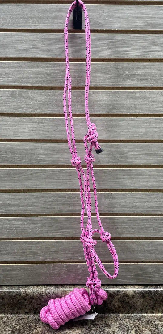 Oxbow Nylon Rope Halter with Lead Pink/Black Halter