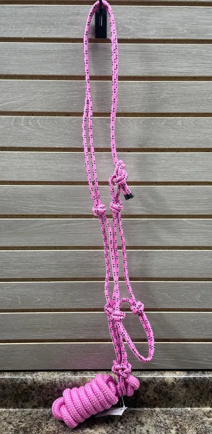 Oxbow Nylon Rope Halter with Lead Pink/Black Halter
