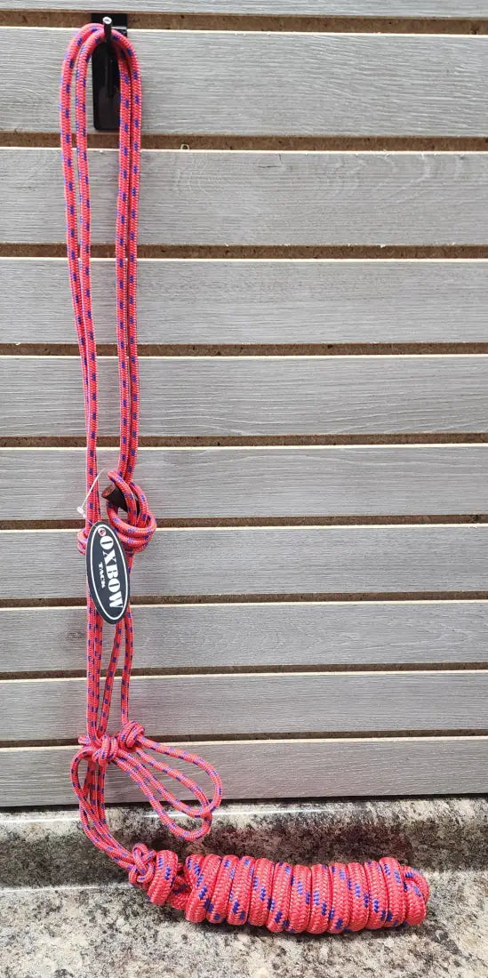 Oxbow Nylon Rope Halter with Lead Red/Royal Halter