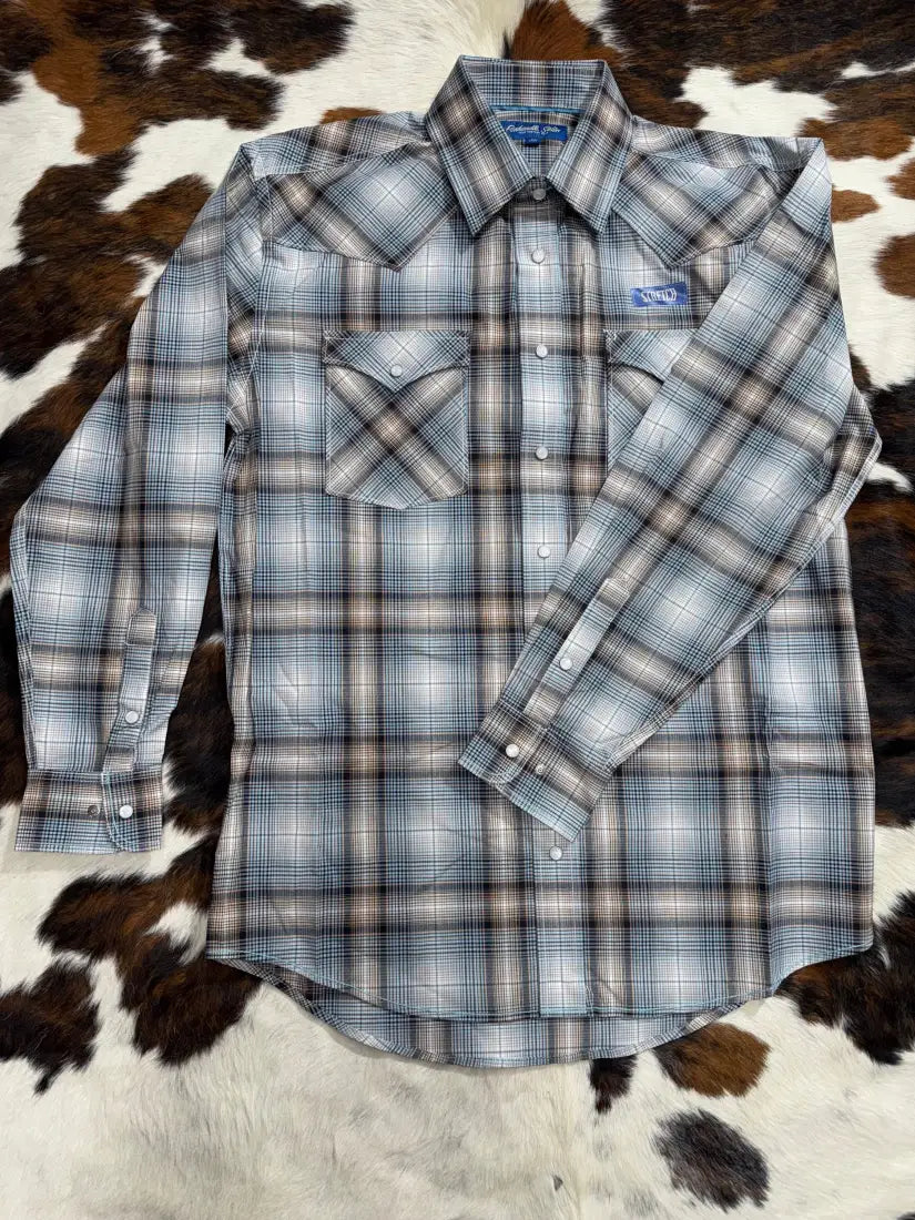 Panhandle Men’s Camel Plaid Western Shirt Men’s Western