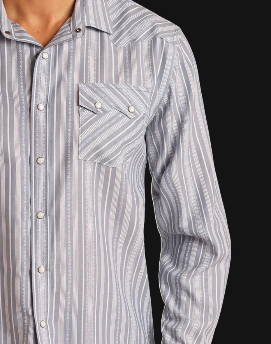 Panhandle Men’s Vintage Jacquard Striped Western Shirt Medium Men’s Western