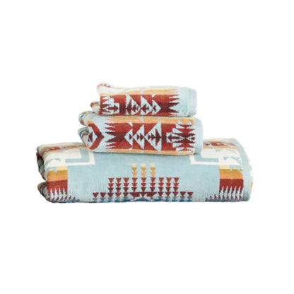 Pendleton 3 Piece Cotton Towel Sets Aqua Towels