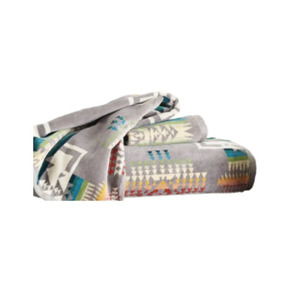 Pendleton 3 Piece Cotton Towel Sets Gray Jacquard Towels