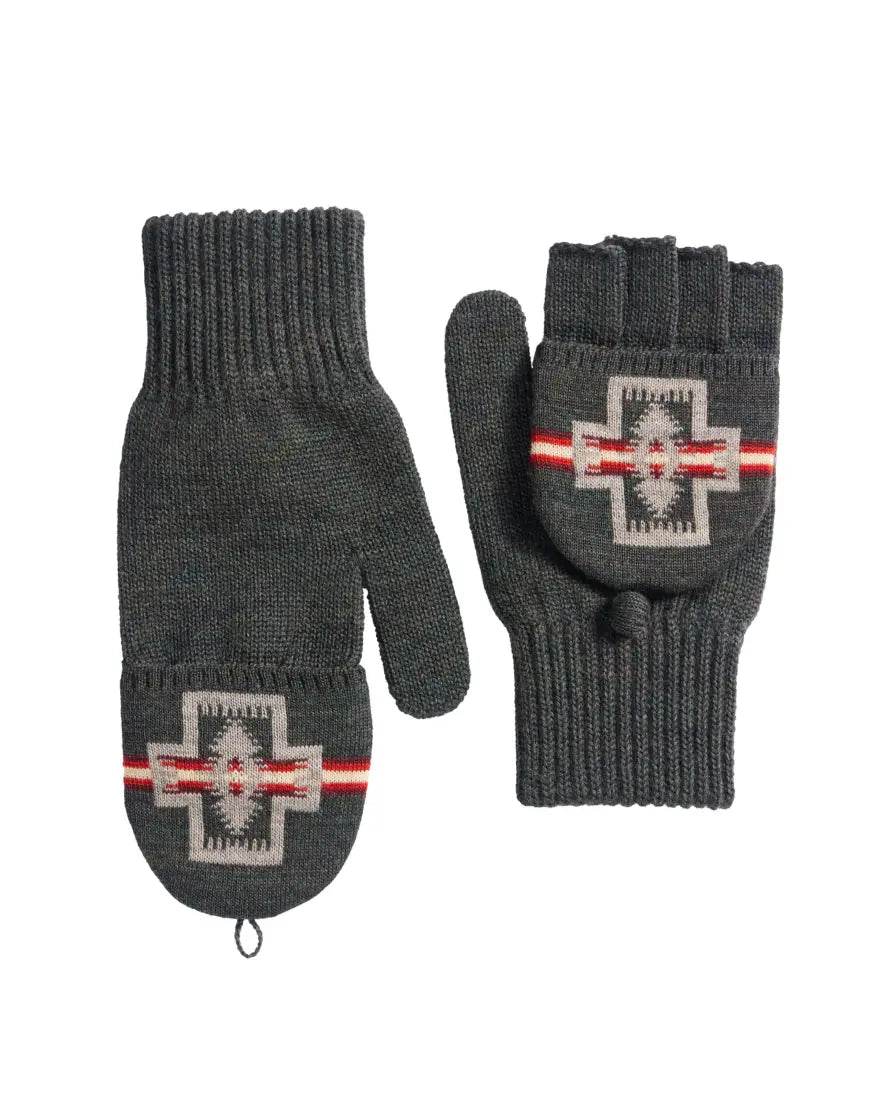 Pendleton Harding Olive Convertible Fingerless Mittens S/M Winter Gloves