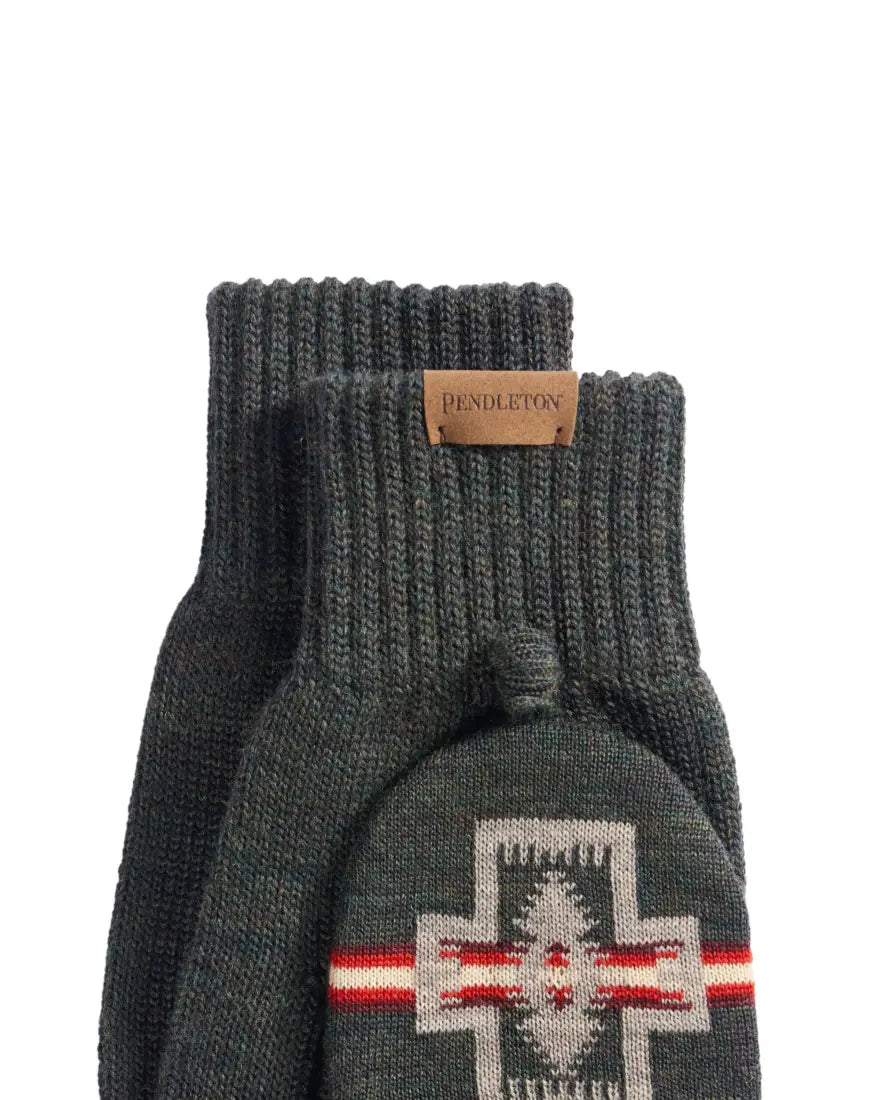 Pendleton Harding Olive Convertible Fingerless Mittens Winter Gloves