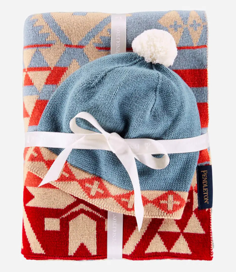 Pendleton Knit Baby Blanket with Beanie Blankets & Throws