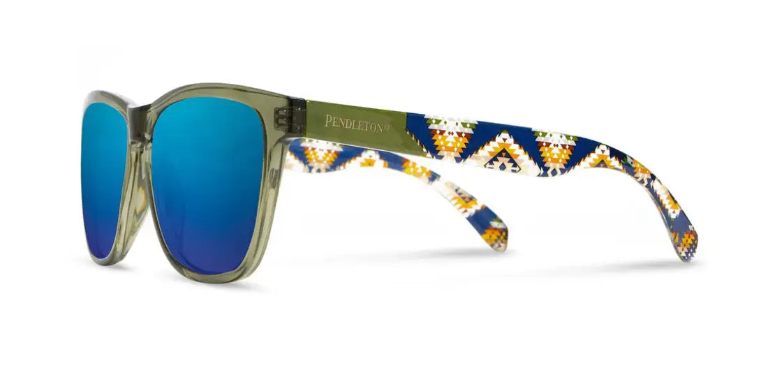 Pendleton Shwood Kegon Sunglasses Emerald // Navy Mission Trails // Blue Mirror Lens Sunglasses
