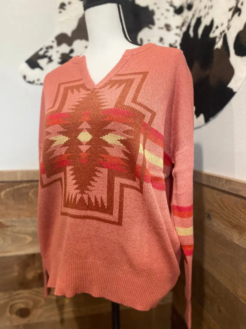 Pendleton Women’s Faded Rose/Bronze Harding Cotton Knit Sweater Women’s Sweater