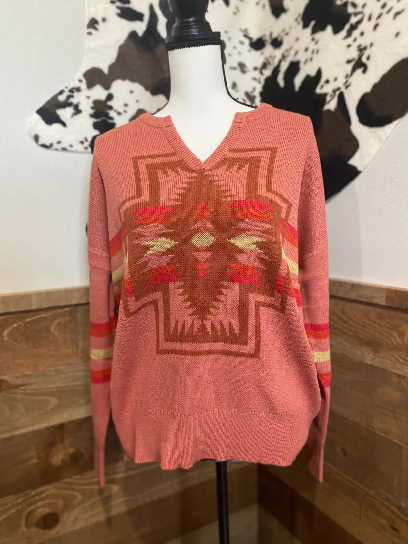 Pendleton Women’s Faded Rose/Bronze Harding Cotton Knit Sweater Women’s Sweater