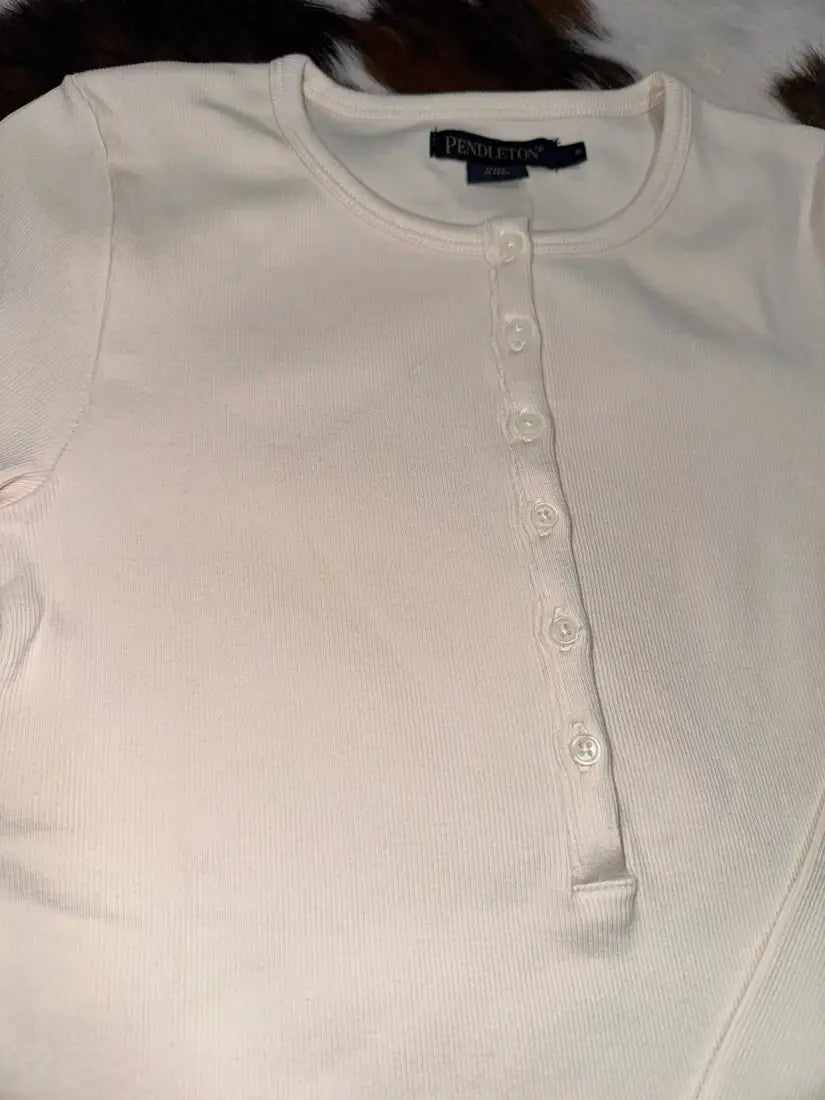 Pendleton Women’s Rib Henley Long Sleeve T-Shirt Small / Antique White Women’s T-Shirt