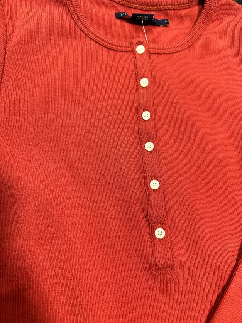 Pendleton Women’s Rib Henley Long Sleeve T-Shirt Small / Red Ochre Women’s T-Shirt