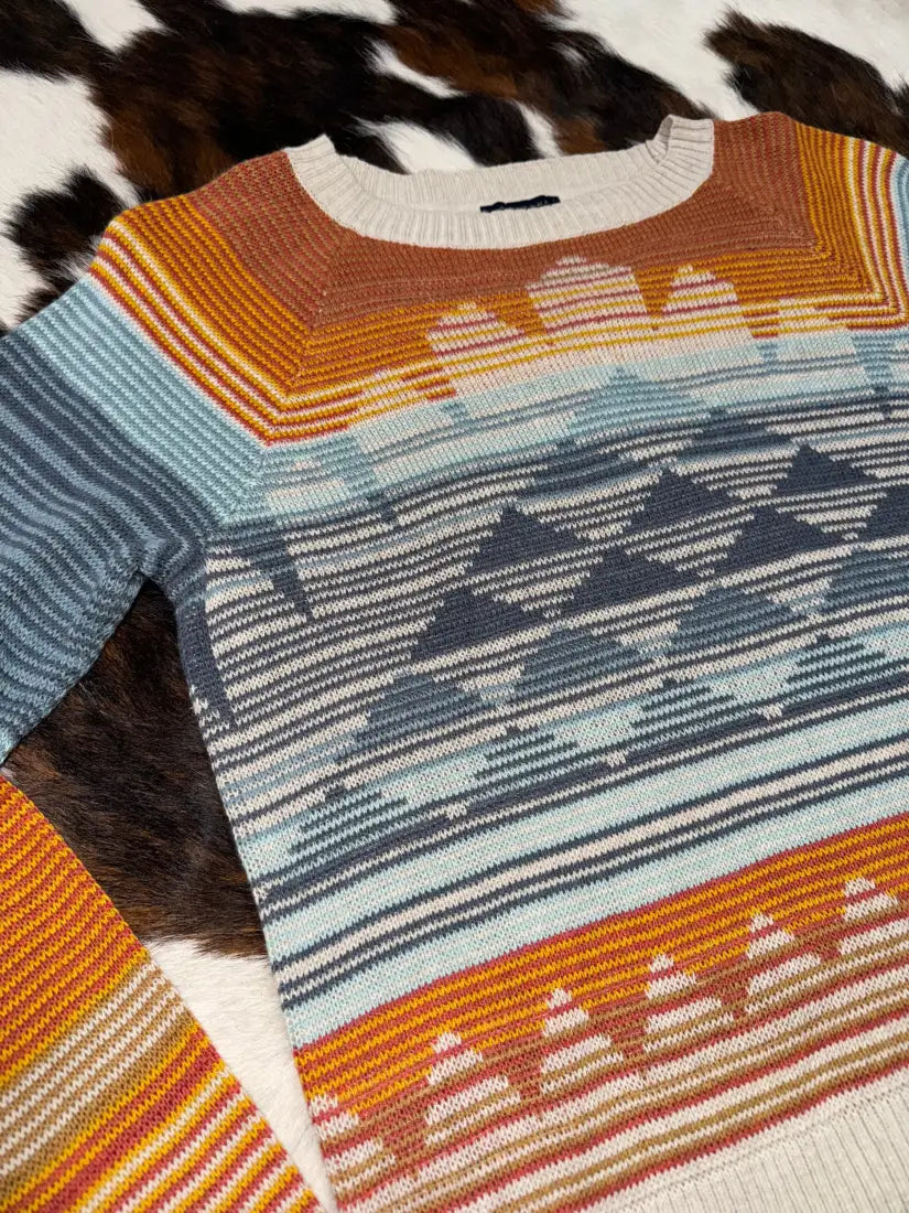 Pendleton Women’s Rust & Blue Raglan Cotton Knit Sweater XSmall Women’s Sweater